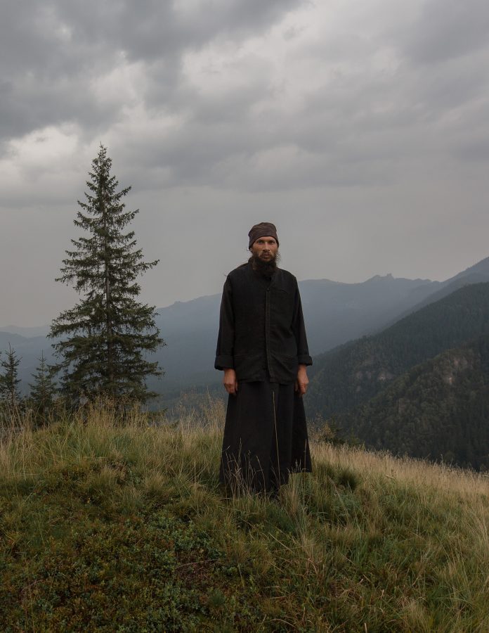 Hieromonk in the mountains of the Bukovina region.