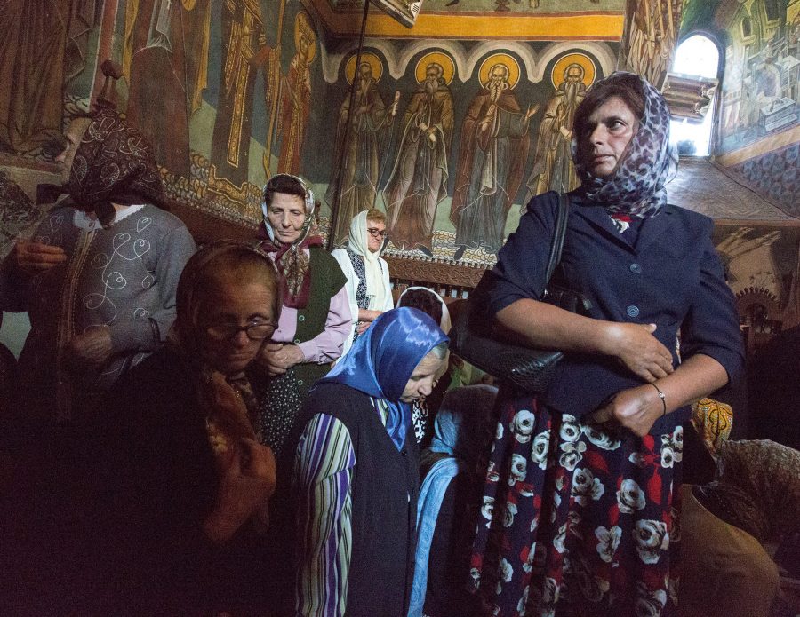 Believers in Moldovița Monastery.