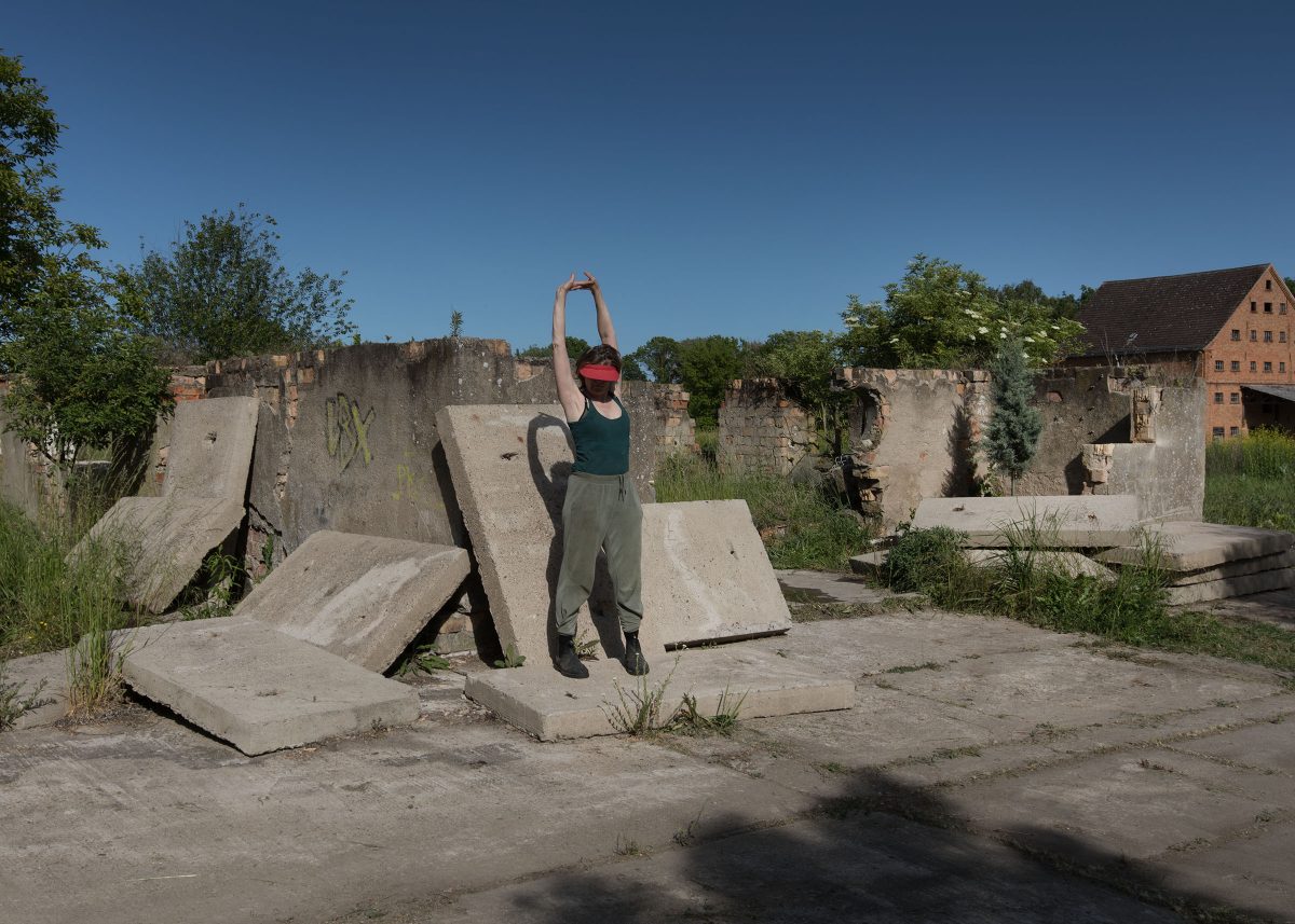 Isa Melsheimer’s ruin with an Arizona cypress, Uckermark 2026.