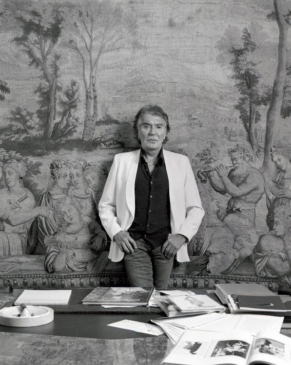 Roberto Cavalli in his Studio.