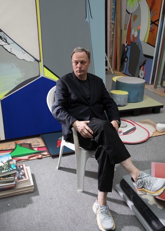 The artist Thomas Scheibitz in his Studio.