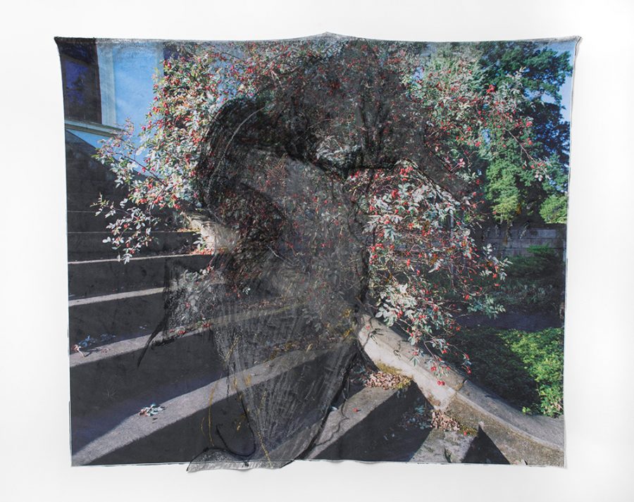 Aline Schwibbe / Oliver Mark „Ride 1 Winter“ 140,0 x 120,0 cm Digitalprint, oil pastel and chalk on velvet. 2022.