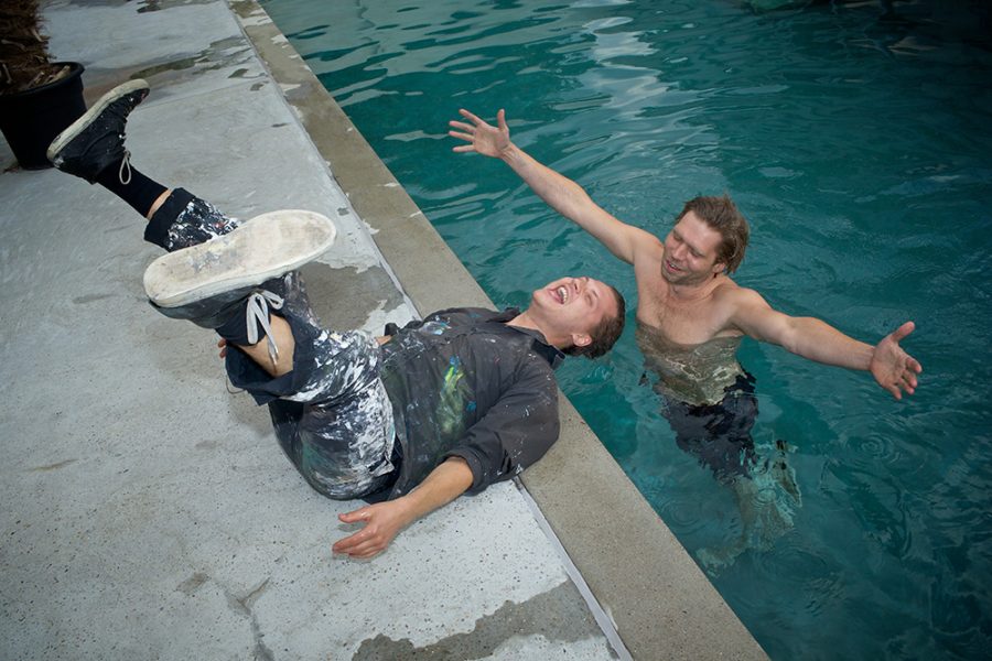 Andreas Golder and Jonas Burgert near by the pool.