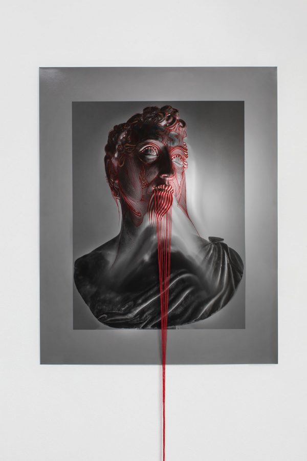 Heidi Sill / Oliver Mark, „Yes“ sheet size 56,0 x 45 cm, Mixed Media on Silver Gelatin Baryt Print 2022.