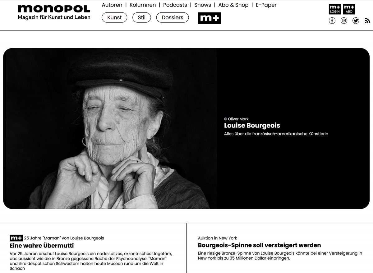 Louise Bourgeois im Monopol – Magazin.