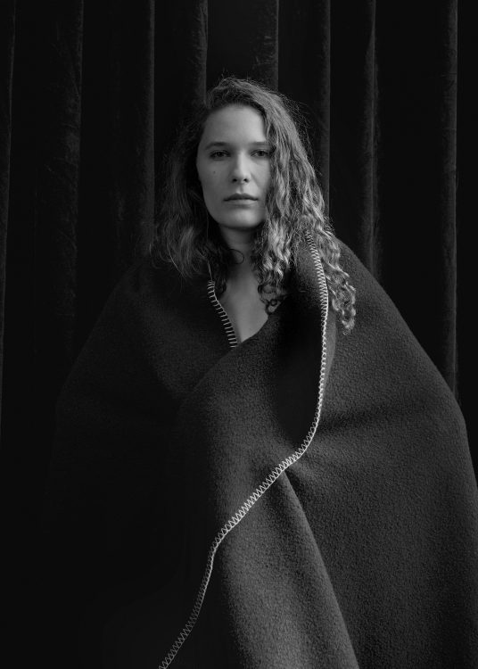 black and white Portrait of the actress Sarah Grunert.