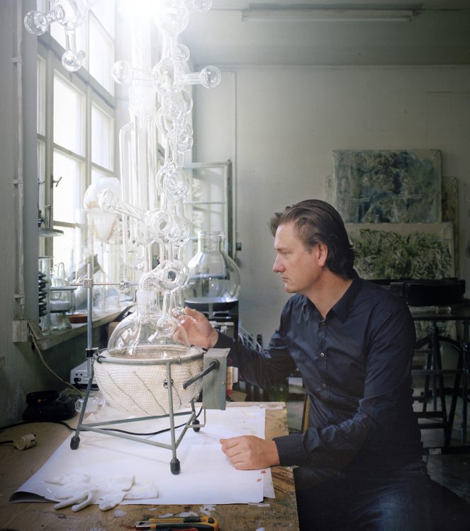 Thomas Feuerstein, Tyrolean multimedia artist, in his studio in Innsbruck.